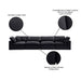 Meridian Furniture - Comfy 158" Black Velvet Upholstered 4pc. Sofa - 189Black-S158 - GreatFurnitureDeal
