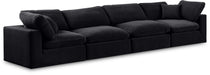 Meridian Furniture - Comfy 158" Black Velvet Upholstered 4pc. Sofa - 189Black-S158 - GreatFurnitureDeal