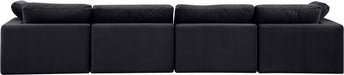 Meridian Furniture - Comfy 158" Black Velvet Upholstered 4pc. Sofa - 189Black-S158 - GreatFurnitureDeal