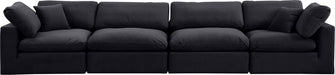 Meridian Furniture - Comfy 158" Black Velvet Upholstered 4pc. Sofa - 189Black-S158 - GreatFurnitureDeal