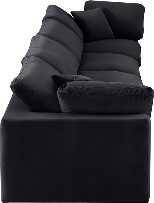 Meridian Furniture - Comfy 158" Black Velvet Upholstered 4pc. Sofa - 189Black-S158 - GreatFurnitureDeal