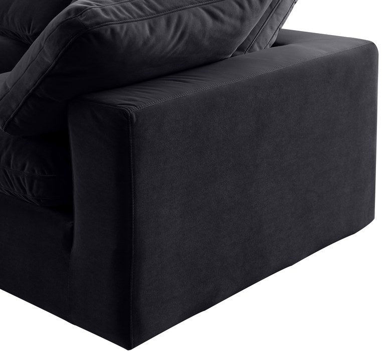 Meridian Furniture - Comfy 158" Black Velvet Upholstered 4pc. Sofa - 189Black-S158 - GreatFurnitureDeal