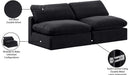 Meridian Furniture - Comfy 78" Black Velvet Upholstered 2pc. Armless Sofa - 189Black-S78 - GreatFurnitureDeal