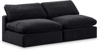 Meridian Furniture - Comfy 78" Black Velvet Upholstered 2pc. Armless Sofa - 189Black-S78 - GreatFurnitureDeal