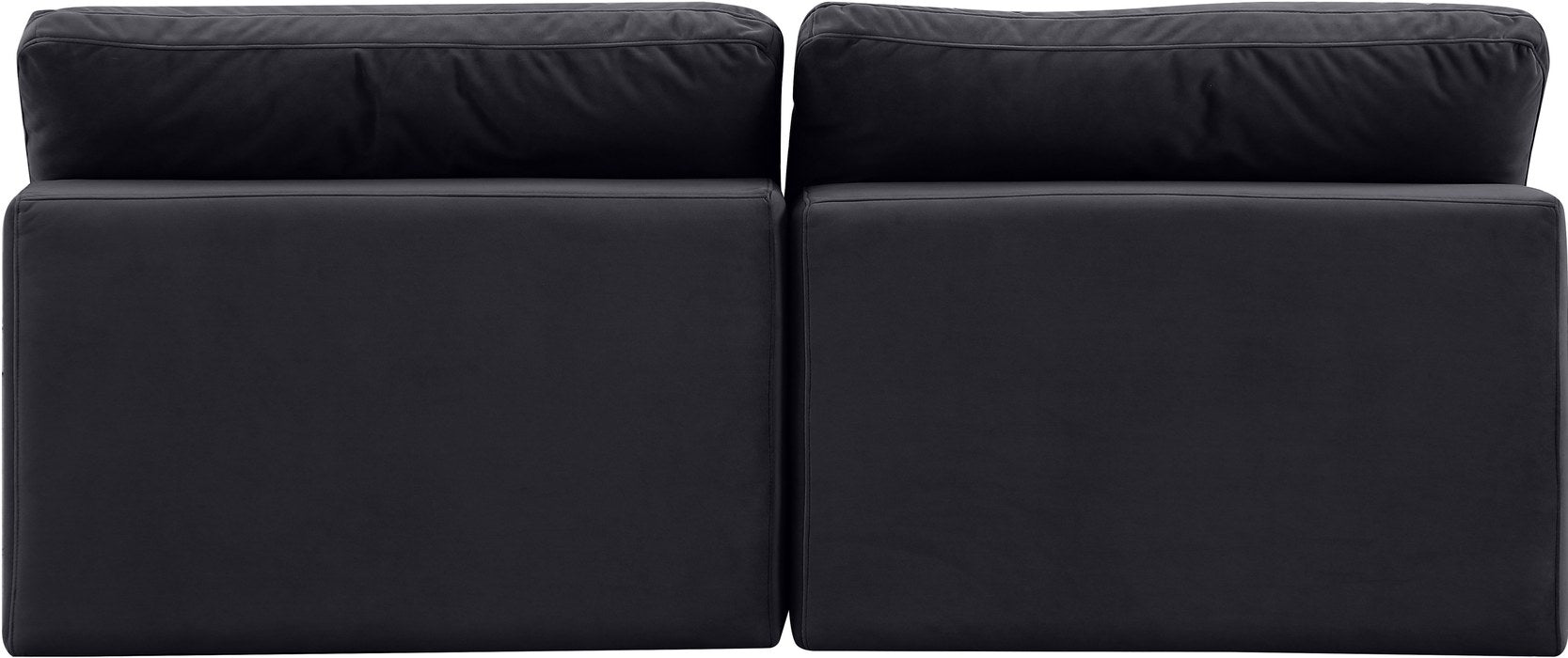 Meridian Furniture - Comfy 78" Black Velvet Upholstered 2pc. Armless Sofa - 189Black-S78 - GreatFurnitureDeal