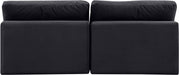 Meridian Furniture - Comfy 78" Black Velvet Upholstered 2pc. Armless Sofa - 189Black-S78 - GreatFurnitureDeal