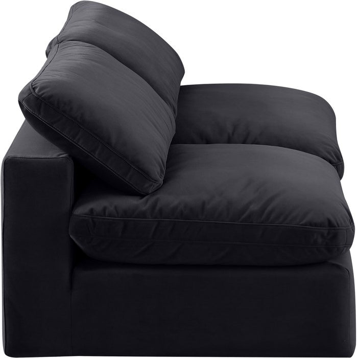 Meridian Furniture - Comfy 78" Black Velvet Upholstered 2pc. Armless Sofa - 189Black-S78 - GreatFurnitureDeal