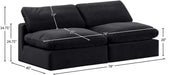 Meridian Furniture - Comfy 78" Black Velvet Upholstered 2pc. Armless Sofa - 189Black-S78 - GreatFurnitureDeal