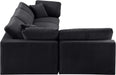 Meridian Furniture - Comfy 119" Black Velvet Upholstered 4pc. Sectional - 189Black-Sec4B - GreatFurnitureDeal