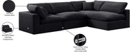 Meridian Furniture - Comfy 119" Black Velvet Upholstered 4pc. Sectional - 189Black-Sec4B - GreatFurnitureDeal