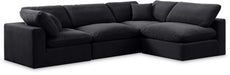 Meridian Furniture - Comfy 119" Black Velvet Upholstered 4pc. Sectional - 189Black-Sec4B - GreatFurnitureDeal
