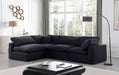 Meridian Furniture - Comfy 119" Black Velvet Upholstered 4pc. Sectional - 189Black-Sec4B - GreatFurnitureDeal