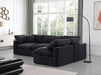 Meridian Furniture - Comfy 119" Black Velvet Upholstered 4pc. Sectional - 189Black-Sec4B - GreatFurnitureDeal