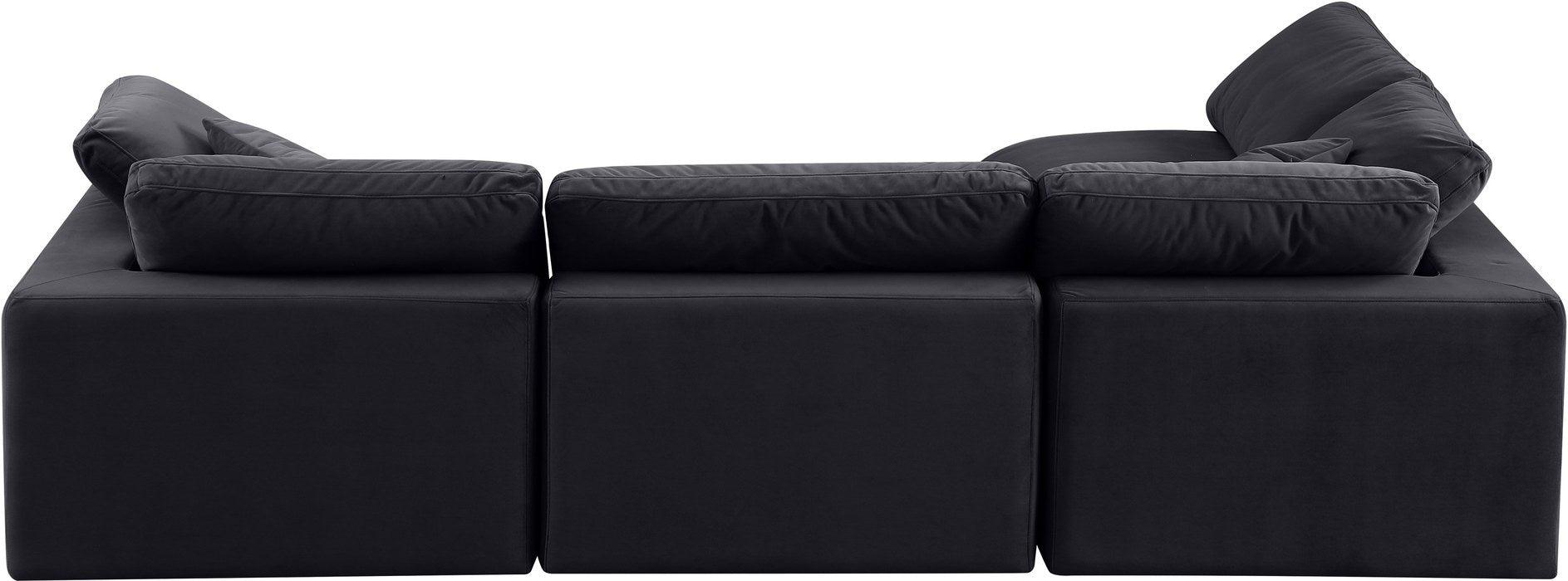 Meridian Furniture - Comfy 119" Black Velvet Upholstered 4pc. Sectional - 189Black-Sec4B - GreatFurnitureDeal
