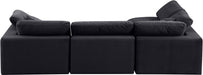 Meridian Furniture - Comfy 119" Black Velvet Upholstered 4pc. Sectional - 189Black-Sec4B - GreatFurnitureDeal