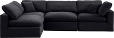 Meridian Furniture - Comfy 119" Black Velvet Upholstered 4pc. Sectional - 189Black-Sec4B - GreatFurnitureDeal
