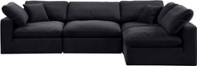 Meridian Furniture - Comfy 119" Black Velvet Upholstered 4pc. Sectional - 189Black-Sec4B - GreatFurnitureDeal
