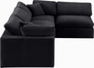 Meridian Furniture - Comfy 119" Black Velvet Upholstered 4pc. Sectional - 189Black-Sec4B - GreatFurnitureDeal