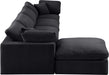 Meridian Furniture - Comfy 158" Black Velvet Upholstered 5pc. Sectional - 189Black-Sec5A - GreatFurnitureDeal