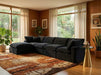 Meridian Furniture - Comfy 158" Black Velvet Upholstered 5pc. Sectional - 189Black-Sec5A - GreatFurnitureDeal