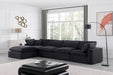 Meridian Furniture - Comfy 158" Black Velvet Upholstered 5pc. Sectional - 189Black-Sec5A - GreatFurnitureDeal