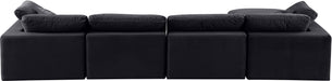 Meridian Furniture - Comfy 158" Black Velvet Upholstered 5pc. Sectional - 189Black-Sec5A - GreatFurnitureDeal