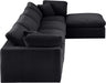 Meridian Furniture - Comfy 158" Black Velvet Upholstered 5pc. Sectional - 189Black-Sec5A - GreatFurnitureDeal