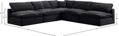 Meridian Furniture - Comfy 118" Black Velvet Upholstered 5pc. Sectional - 189Black-Sec5B - GreatFurnitureDeal