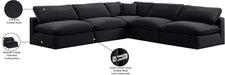 Meridian Furniture - Comfy 118" Black Velvet Upholstered 5pc. Sectional - 189Black-Sec5B - GreatFurnitureDeal