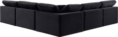 Meridian Furniture - Comfy 118" Black Velvet Upholstered 5pc. Sectional - 189Black-Sec5B - GreatFurnitureDeal