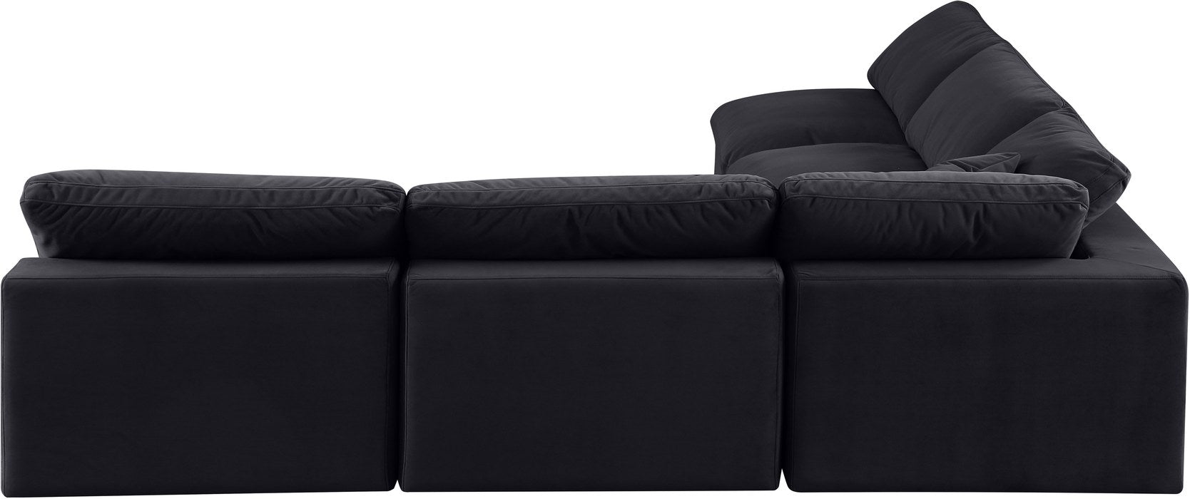 Meridian Furniture - Comfy 118" Black Velvet Upholstered 5pc. Sectional - 189Black-Sec5B - GreatFurnitureDeal