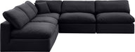 Meridian Furniture - Comfy 118" Black Velvet Upholstered 5pc. Sectional - 189Black-Sec5B - GreatFurnitureDeal
