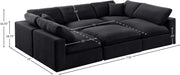 Meridian Furniture - Comfy 119" Black Velvet Upholstered 6pc. Sectional - 189Black-Sec6C - GreatFurnitureDeal