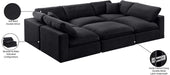 Meridian Furniture - Comfy 119" Black Velvet Upholstered 6pc. Sectional - 189Black-Sec6C - GreatFurnitureDeal