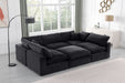 Meridian Furniture - Comfy 119" Black Velvet Upholstered 6pc. Sectional - 189Black-Sec6C - GreatFurnitureDeal