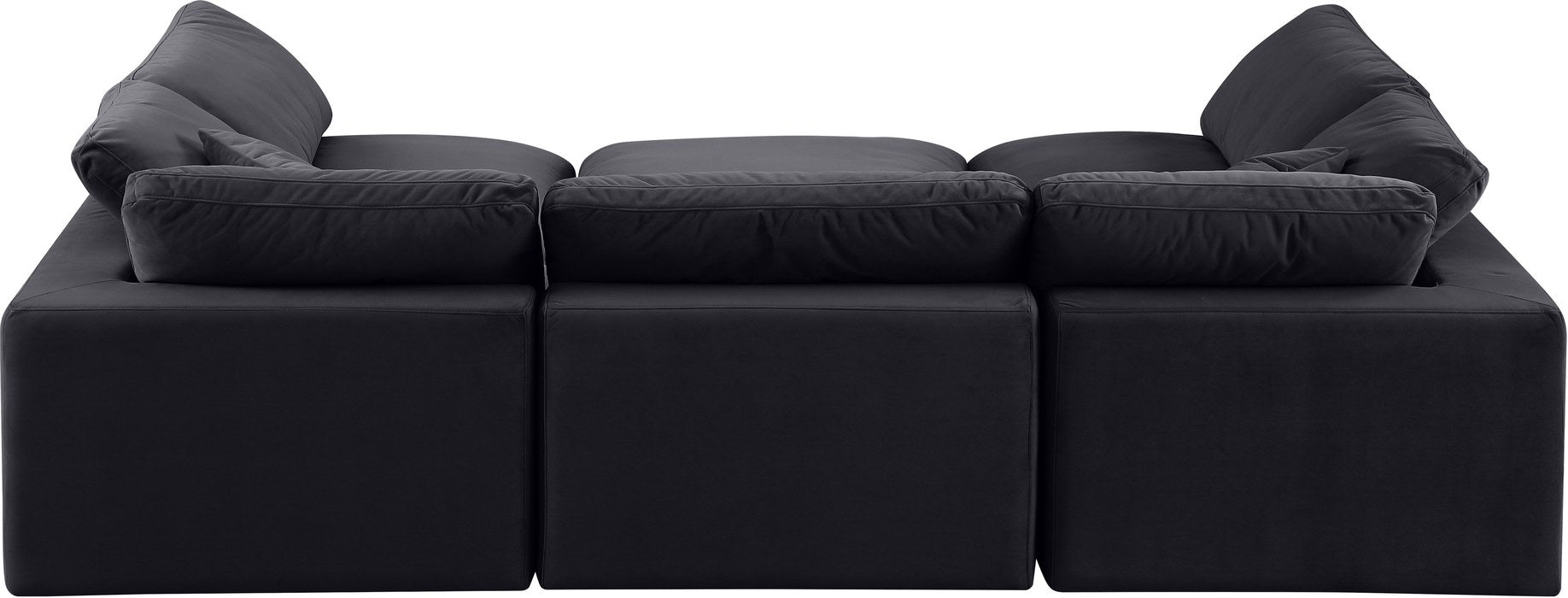 Meridian Furniture - Comfy 119" Black Velvet Upholstered 6pc. Sectional - 189Black-Sec6C - GreatFurnitureDeal