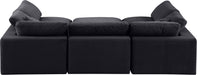 Meridian Furniture - Comfy 119" Black Velvet Upholstered 6pc. Sectional - 189Black-Sec6C - GreatFurnitureDeal