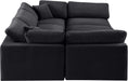 Meridian Furniture - Comfy 119" Black Velvet Upholstered 6pc. Sectional - 189Black-Sec6C - GreatFurnitureDeal