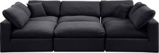 Meridian Furniture - Comfy 119" Black Velvet Upholstered 6pc. Sectional - 189Black-Sec6C - GreatFurnitureDeal