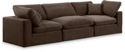 Meridian Furniture - Comfy 119" Brown Velvet Upholstered 3pc. Sofa - 189Brown-S119 - GreatFurnitureDeal