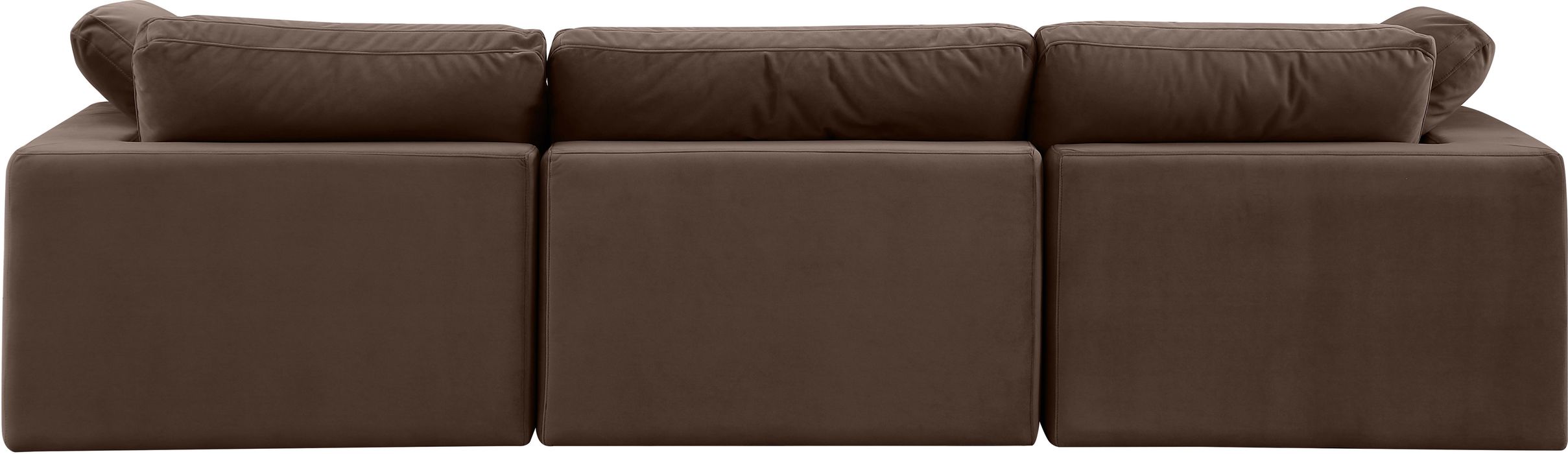 Meridian Furniture - Comfy 119" Brown Velvet Upholstered 3pc. Sofa - 189Brown-S119 - GreatFurnitureDeal