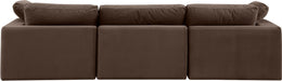 Meridian Furniture - Comfy 119" Brown Velvet Upholstered 3pc. Sofa - 189Brown-S119 - GreatFurnitureDeal