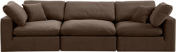 Meridian Furniture - Comfy 119" Brown Velvet Upholstered 3pc. Sofa - 189Brown-S119 - GreatFurnitureDeal