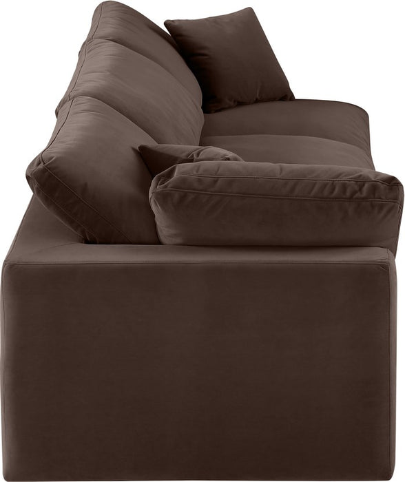 Meridian Furniture - Comfy 119" Brown Velvet Upholstered 3pc. Sofa - 189Brown-S119 - GreatFurnitureDeal
