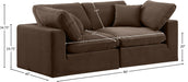 Meridian Furniture - Comfy 80" Brown Velvet Upholstered 2pc. Sofa - 189Brown-S80 - GreatFurnitureDeal