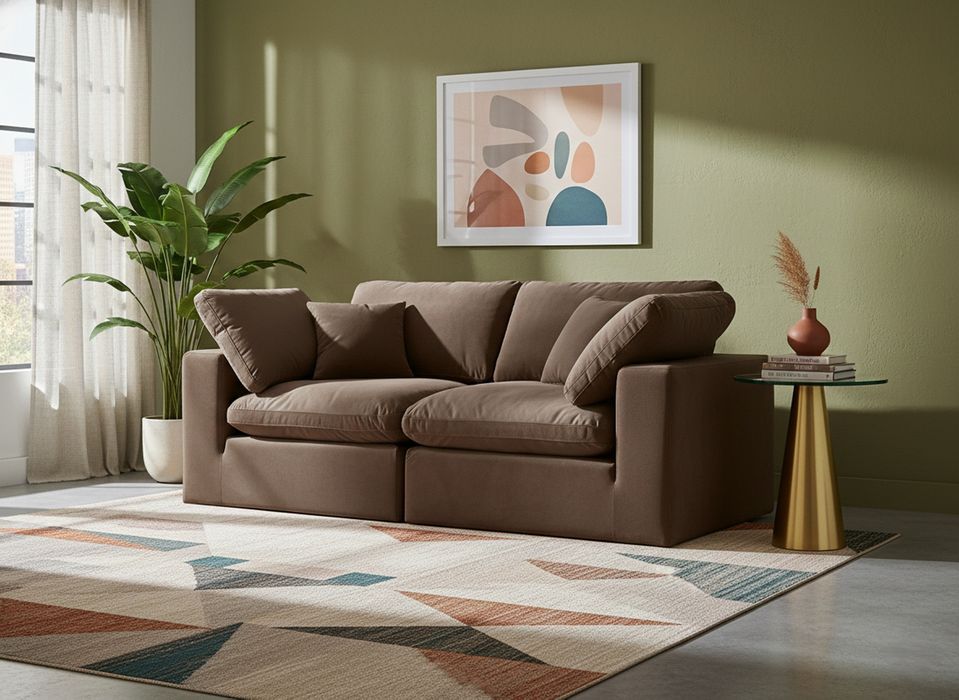 Meridian Furniture - Comfy 80" Brown Velvet Upholstered 2pc. Sofa - 189Brown-S80 - GreatFurnitureDeal