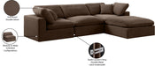 Meridian Furniture - Comfy 119" Brown Velvet Upholstered 4pc. Sectional - 189Brown-Sec4A - GreatFurnitureDeal