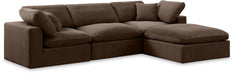 Meridian Furniture - Comfy 119" Brown Velvet Upholstered 4pc. Sectional - 189Brown-Sec4A - GreatFurnitureDeal