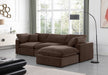 Meridian Furniture - Comfy 119" Brown Velvet Upholstered 4pc. Sectional - 189Brown-Sec4A - GreatFurnitureDeal