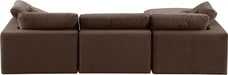 Meridian Furniture - Comfy 119" Brown Velvet Upholstered 4pc. Sectional - 189Brown-Sec4A - GreatFurnitureDeal